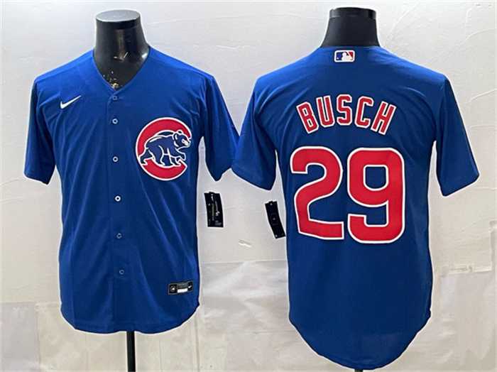 Men%27s Chicago Cubs #29 Michael Busch Royal Cool Base Stitched Jersey