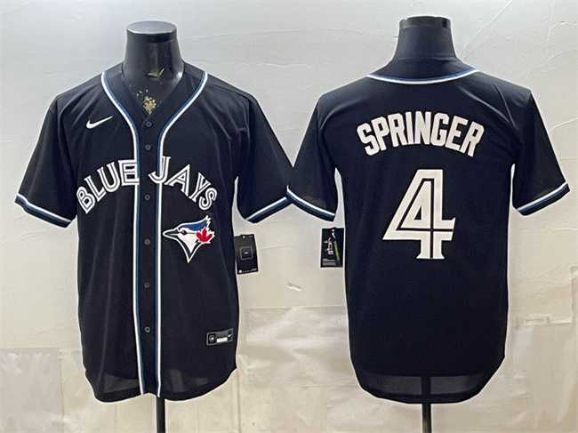 Men%27s Toronto Blue Jays #4 George Springer 2026 Fashion Replica Black Out Stitched Jersey
