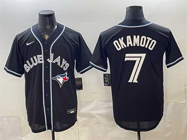 Men%27s Toronto Blue Jays #7 Kazuma Okamoto 2026 Fashion Replica Black Out Stitched Jersey