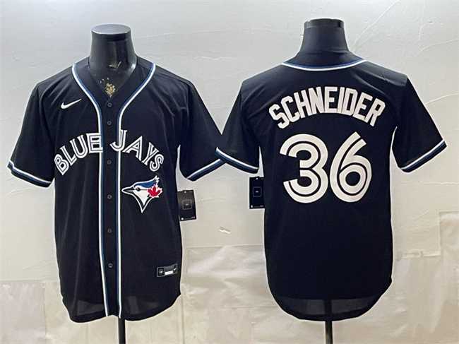 Men%27s Toronto Blue Jays #36 Davis Schneider 2026 Fashion Replica Black Out Stitched Jersey