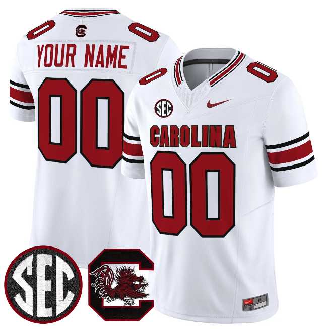 Men%27s South Carolina Fighting Gamecocks Custom White 2026 F.U.S.E. Stitched Nike Jersey