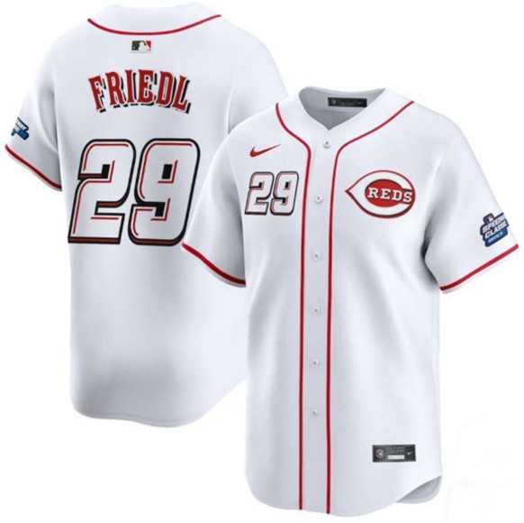 Men%27s Cincinnati Reds #29 TJ Friedl White 2025 Speedway Classic Home Limited Stitched Jersey Dzhi