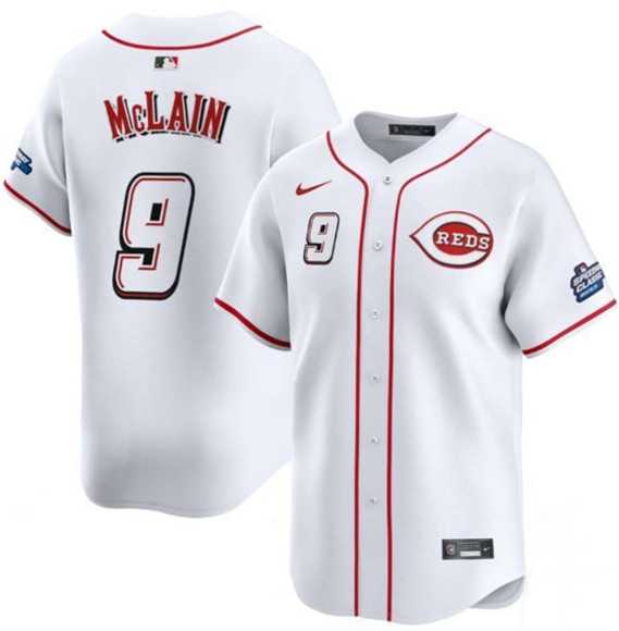 Men%27s Cincinnati Reds #9 Matt McLain White 2025 Speedway Classic Home Limited Stitched Jersey Dzhi