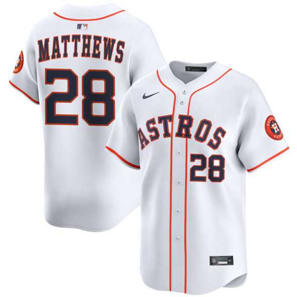 Men%27s Houston Astros #28 Brice Matthews White 2025 Home Limited Stitched Jersey Dzhi