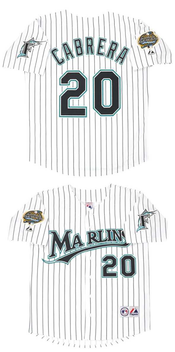 Men%27s Miami Marlins #20 Miguel Cabrera White 2003 Throwback Stitched Jersey
