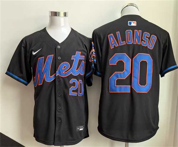 Men%27s New York Mets #20 Pete Alonso Black 2025 Stitched Jersey