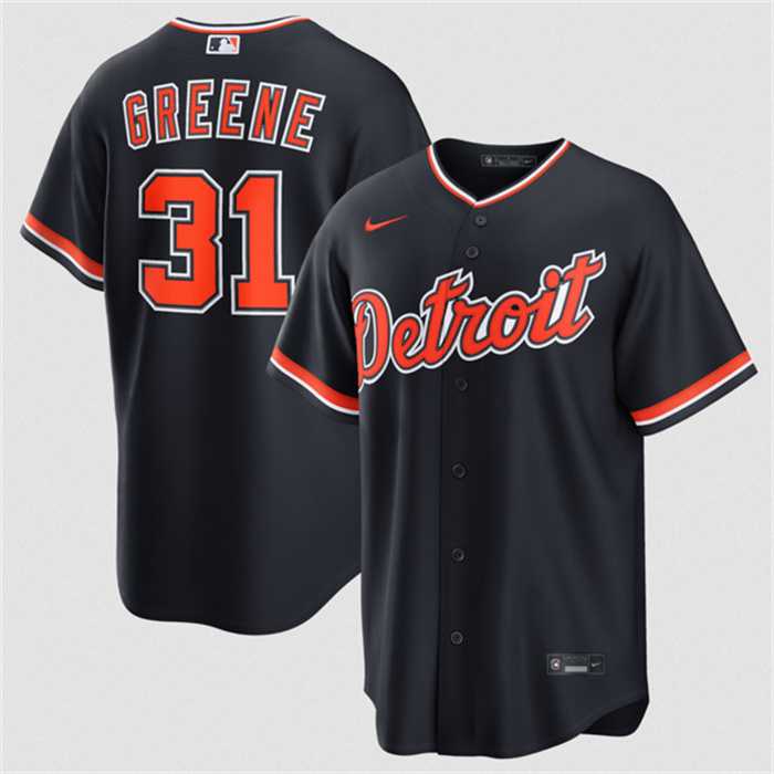 Men%27s Detroit Tigers #31 Riley Greene Navy Alternate Stitched Jersey Dzhi