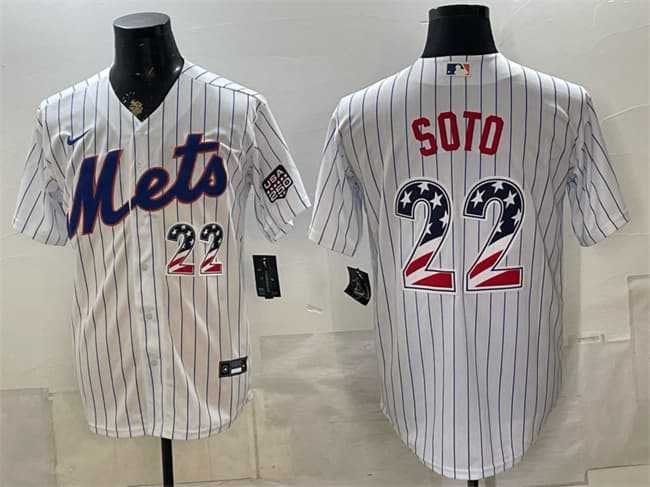 Men%27s New York Mets #22 Juan Soto White USA 250 Fourth of July Home Stitched Jersey Dzhi