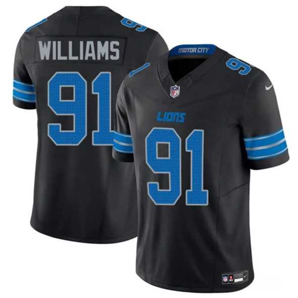 Men & Women & Youth Detroit Lions #91 Tyleik Williams Black 2025 Draft F.U.S.E. Vapor Limited Stitched Jersey