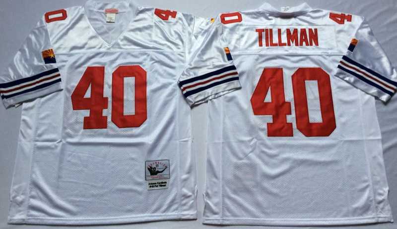 Men%27s Arizona Cardinals #40 Pat Tillman White Throwback Stitched Football Jersey