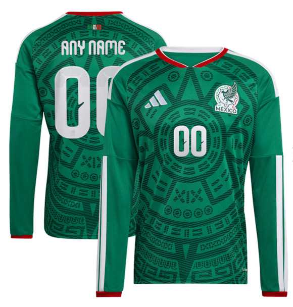 Men%27s Mexico Custom Black 2026 Home Soccer Long Sleeve Jersey
