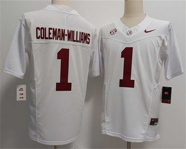 Men%27s Alabama Crimson Tide #1 Ryan Alexander Coleman-Williams Jr White F.U.S.E 2026 Stitched Football Jersey