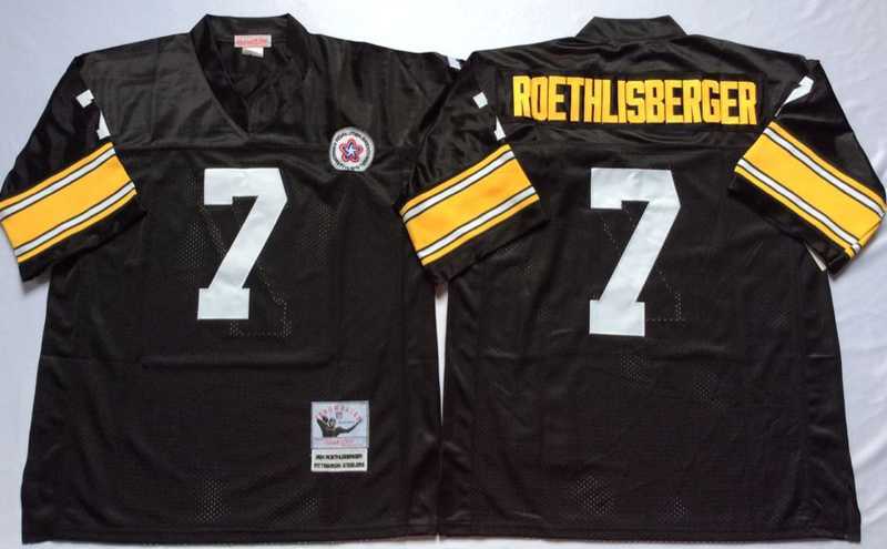 Men%27s Pittsburgh Steelers #7 Ben Roethlisberger Black Throwback Stitched Football Jersey