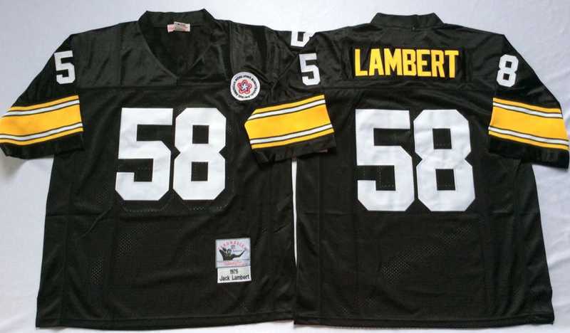 Men%27s Pittsburgh Steelers #58 Jack Lambert Black Throwback Stitched Football Jersey