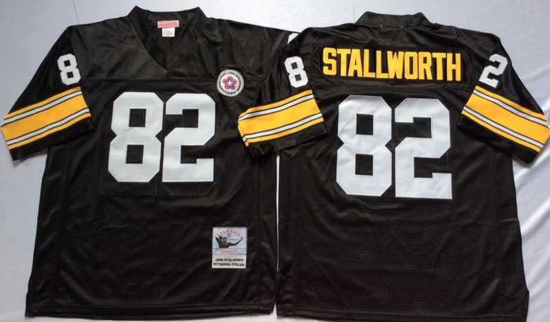 Men%27s Pittsburgh Steelers #82 John Stallworth Black Throwback Stitched Football Jersey