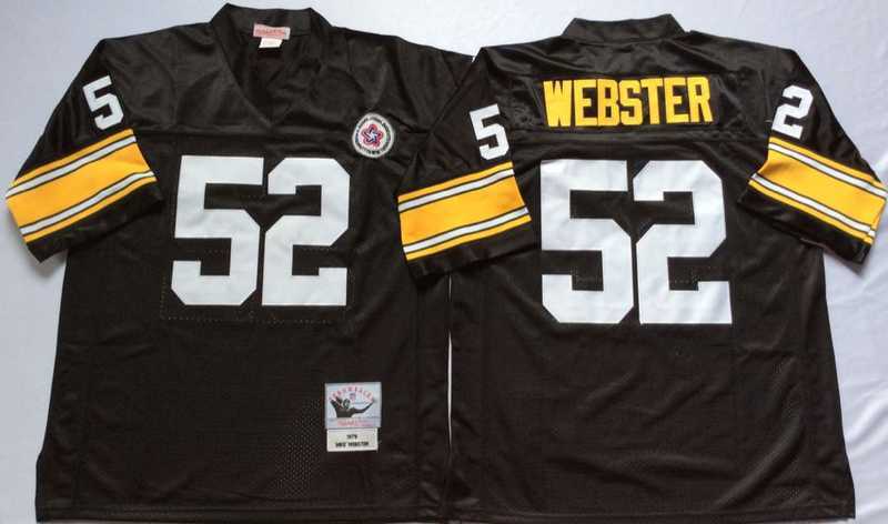 Men%27s Pittsburgh Steelers #52 Mike Webster Black Throwback Stitched Football Jersey
