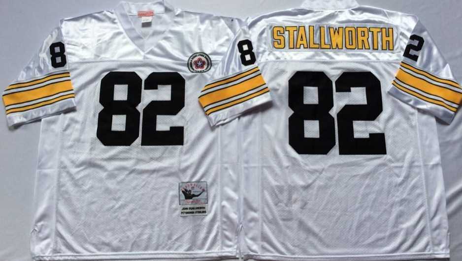 Men%27s Pittsburgh Steelers #82 John Stallworth White Throwback Stitched Football Jersey