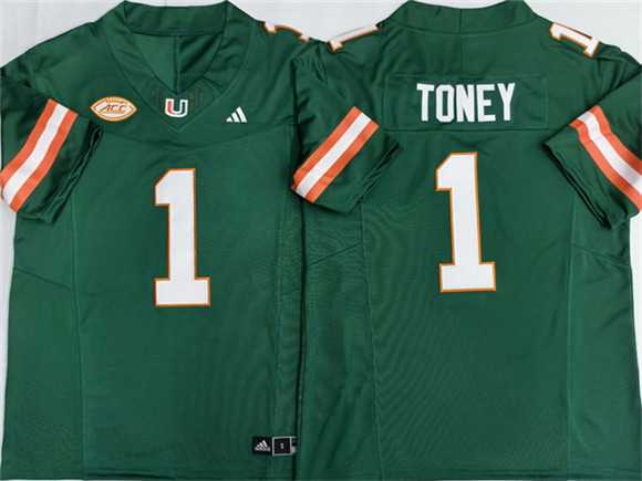 Men%27s Miami Hurricanes #1 Malachi Toney Aqua F.U.S.E. Stitched Football Jersey