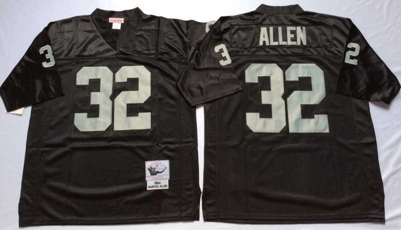 Men%27s Raiders #32 Marcus Allen Black Throwback Stitched Football Jersey