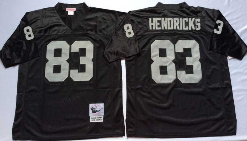 Men%27s Raiders #83 Ted Hendricks Black Throwback Stitched Football Jersey