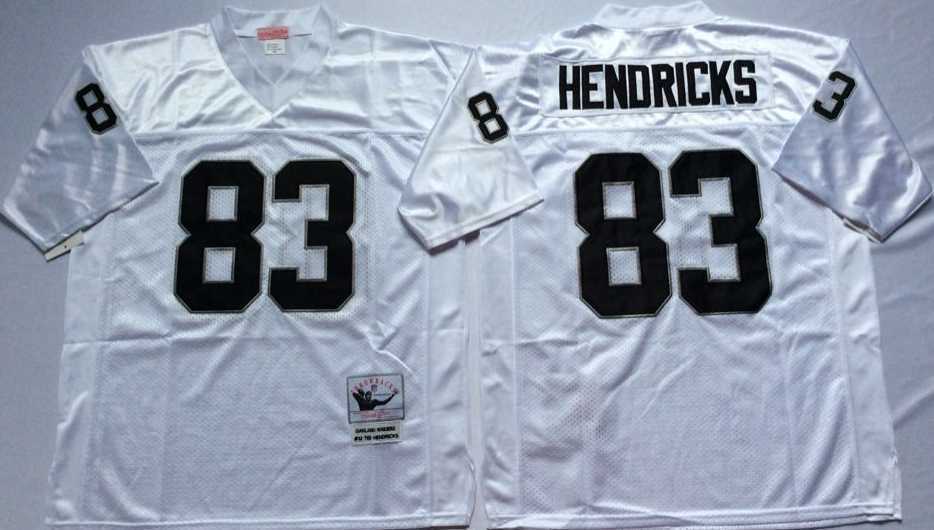 Men%27s Raiders #83 Ted Hendricks White Throwback Stitched Football Jersey