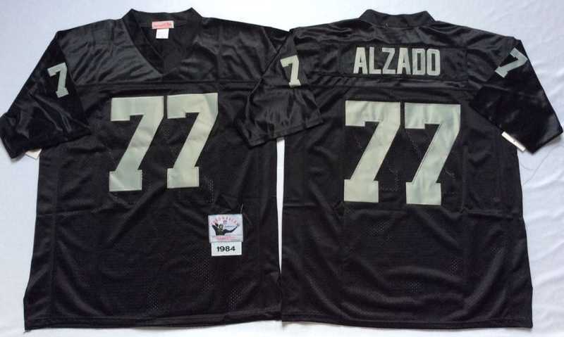 Men%27s Raiders #77 Lyle Alzado Black Throwback Stitched Football Jersey