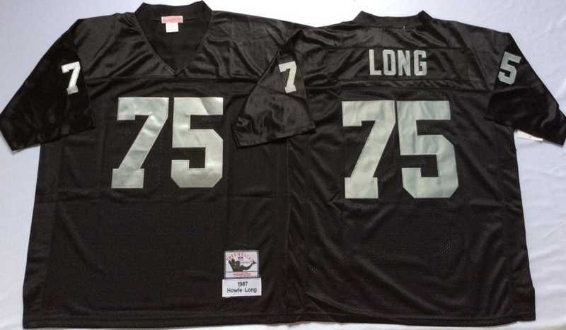 Men%27s Raiders #75 Howie Long Black Throwback Stitched Football Jersey