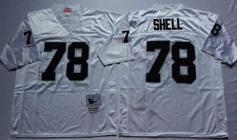 Men%27s Raiders #78 Art Shell White Throwback Stitched Football Jersey