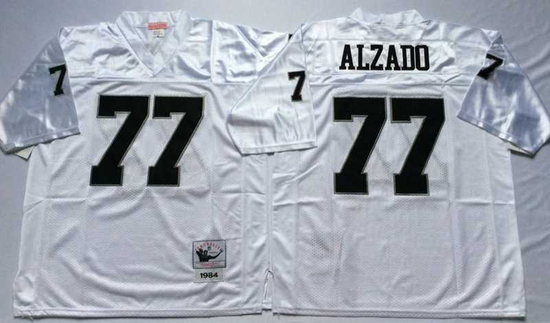 Men%27s Raiders #77 Lyle Alzado White Throwback Stitched Football Jersey