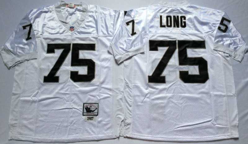 Men%27s Raiders #75 Howie Long White Throwback Stitched Football Jersey