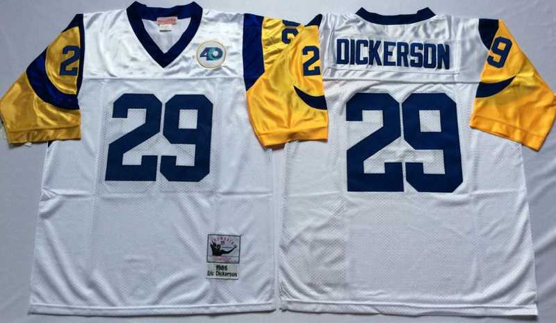 Men%27s Rams #29 Eric Dickerson White Throwback Stitched Football Jersey