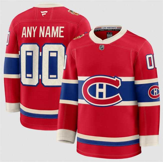 Men%27s Montreal Canadiens Custom Red 2026 Heritage Classic Premium Stitched Jersey