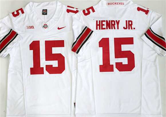 Men%27s Ohio State Buckeyes #15 Chris Henry Jr White 2025 F.U.S.E. Limited Stitched Jersey