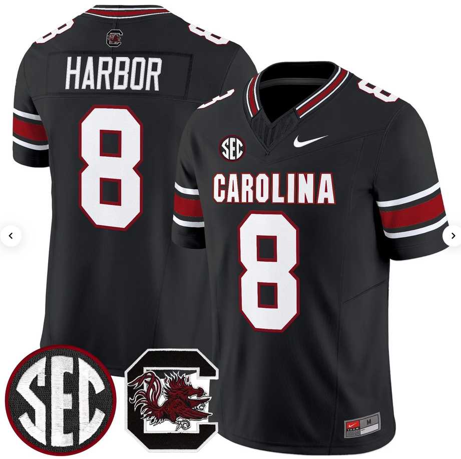 Men%27s South Carolina Fighting Gamecocks #8 Nyck Harbor Black 2026 F.U.S.E. Stitched Nike Jersey Dzhi