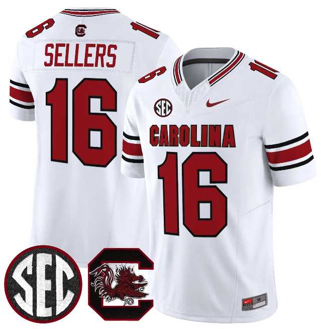Men%27s South Carolina Fighting Gamecocks #16 LaNorris Sellers White 2026 F.U.S.E. Stitched Nike Jersey Dzhi