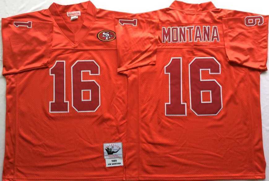 Men%27s San Francisco 49ers #16 Joe Montana Red Throwback Stitched Football Jersey