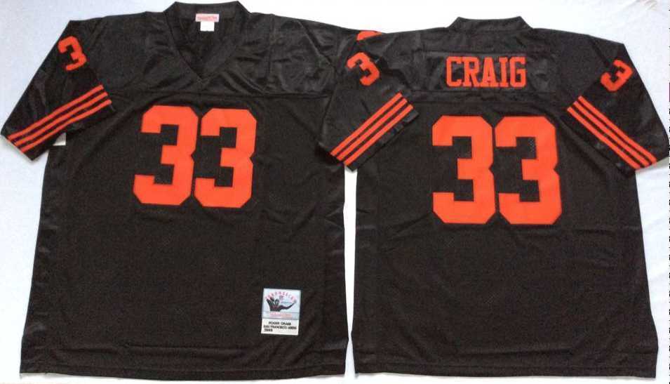 Men%27s San Francisco 49ers #33 Roger Craig Black Throwback Stitched Football Jersey