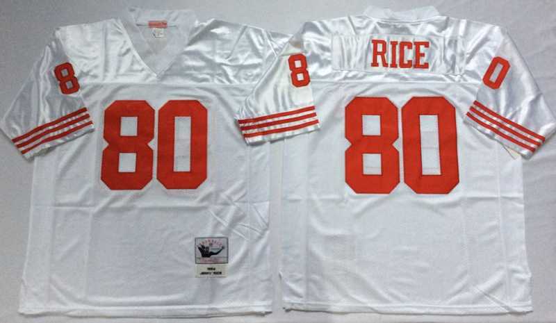 Men%27s San Francisco 49ers #80 Jerry Rice White Throwback Stitched Football Jersey