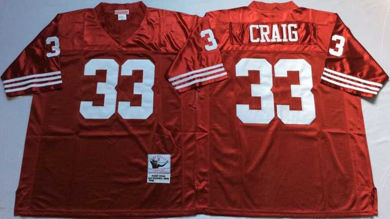 Men%27s San Francisco 49ers #33 Roger Craig Red Throwback Stitched Football Jersey
