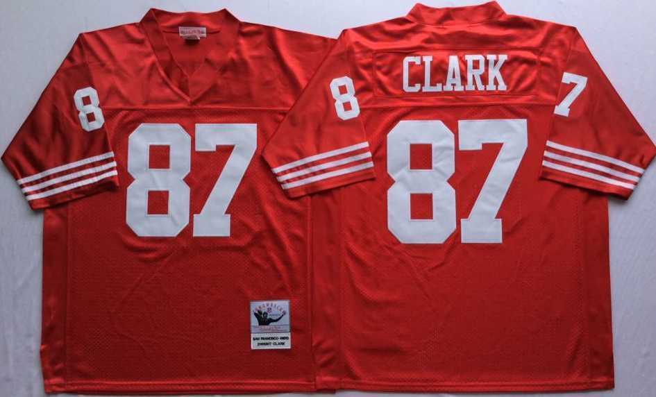 Men%27s San Francisco 49ers #87 Dwight Clark Red Throwback Stitched Football Jersey