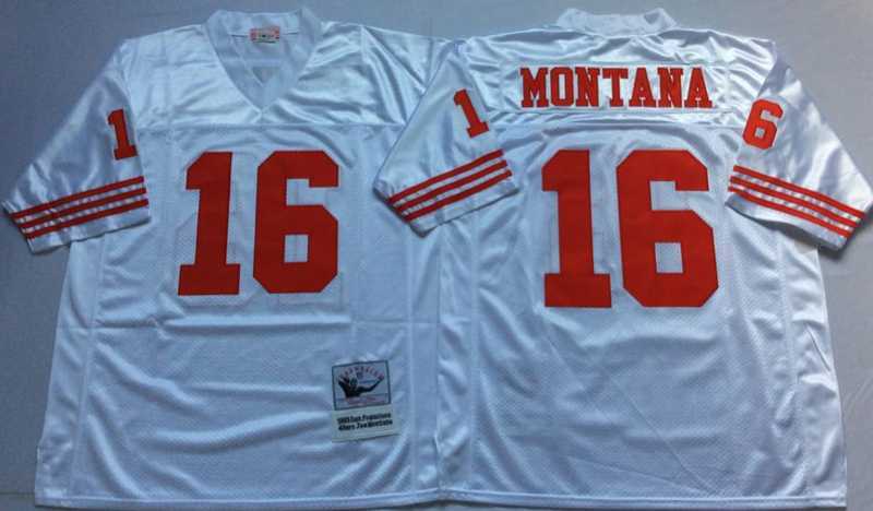 Men%27s San Francisco 49ers #16 Joe Montana White Throwback Stitched Football Jersey