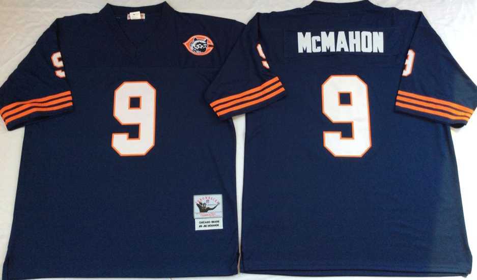 Men%27s Chicago Bears #9 Jim McMahon Navy 1985 Throwback Stitched Football Jersey