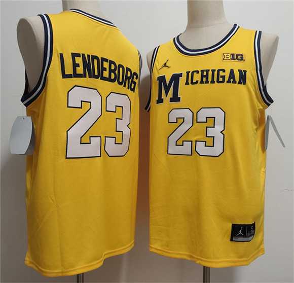 Men%27s Michigan Wolverines #23 Yaxel Lendeborg Yellow 2026 Vapor Limited Stitched Jersey