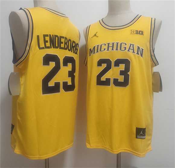 Men%27s Michigan Wolverines #23 Yaxel Lendeborg Yellow Vapor Limited Stitched Jersey