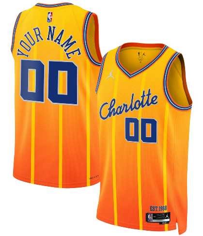 Men%27s Charlotte Hornets Active Player Custom Gold 2025-26 City Edition Swingman Stitched Jersey