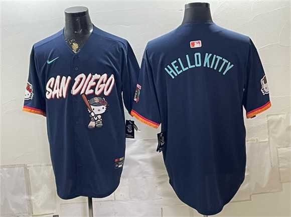 Men%27s San Diego Padres X Hello Kitty Obsidian 2026 City Connect Stadium Stitched Jersey