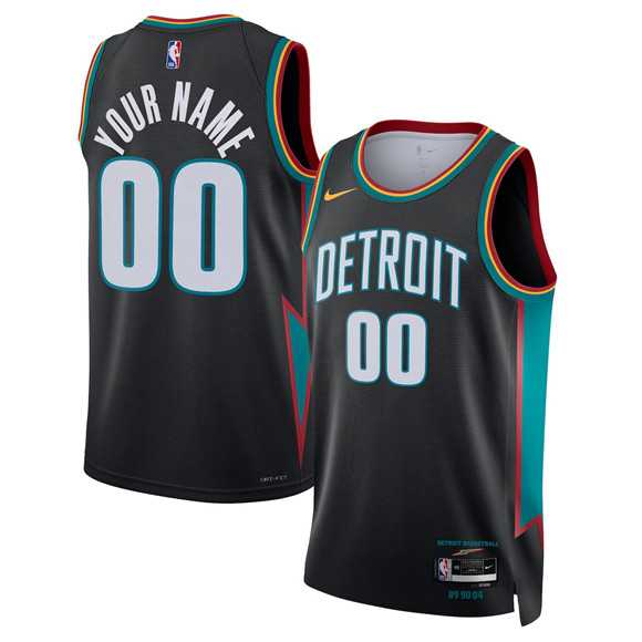 Men%27s Detroit Pistons Active Player Custom Black 2025-26 City Edition Stitched Basketball Jersey