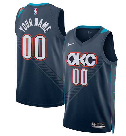 Men%27s Oklahoma City Thunder Active Player Custom Navy 2025-26 City Edition Swingman Stitched Basketball Jersey