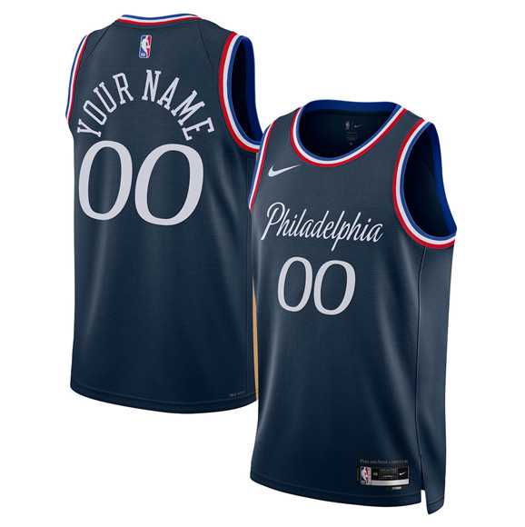 Men%27s Philadelphia 76ers Active Player Custom Navy 2025-26 City Edition Swingman Stitched Jersey