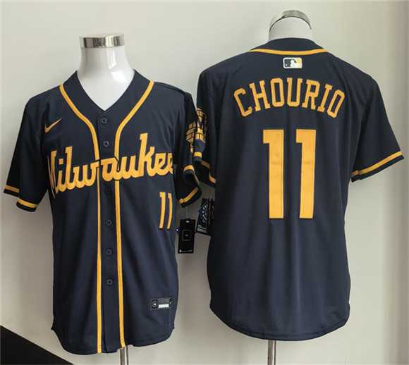 Men%27s Milwaukee Brewers #11 Jackson Chourio Navy 2025 Cool Base Stitched Jersey